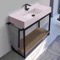 Modern  Console Vanity, Pink Ceramic Sink, 43